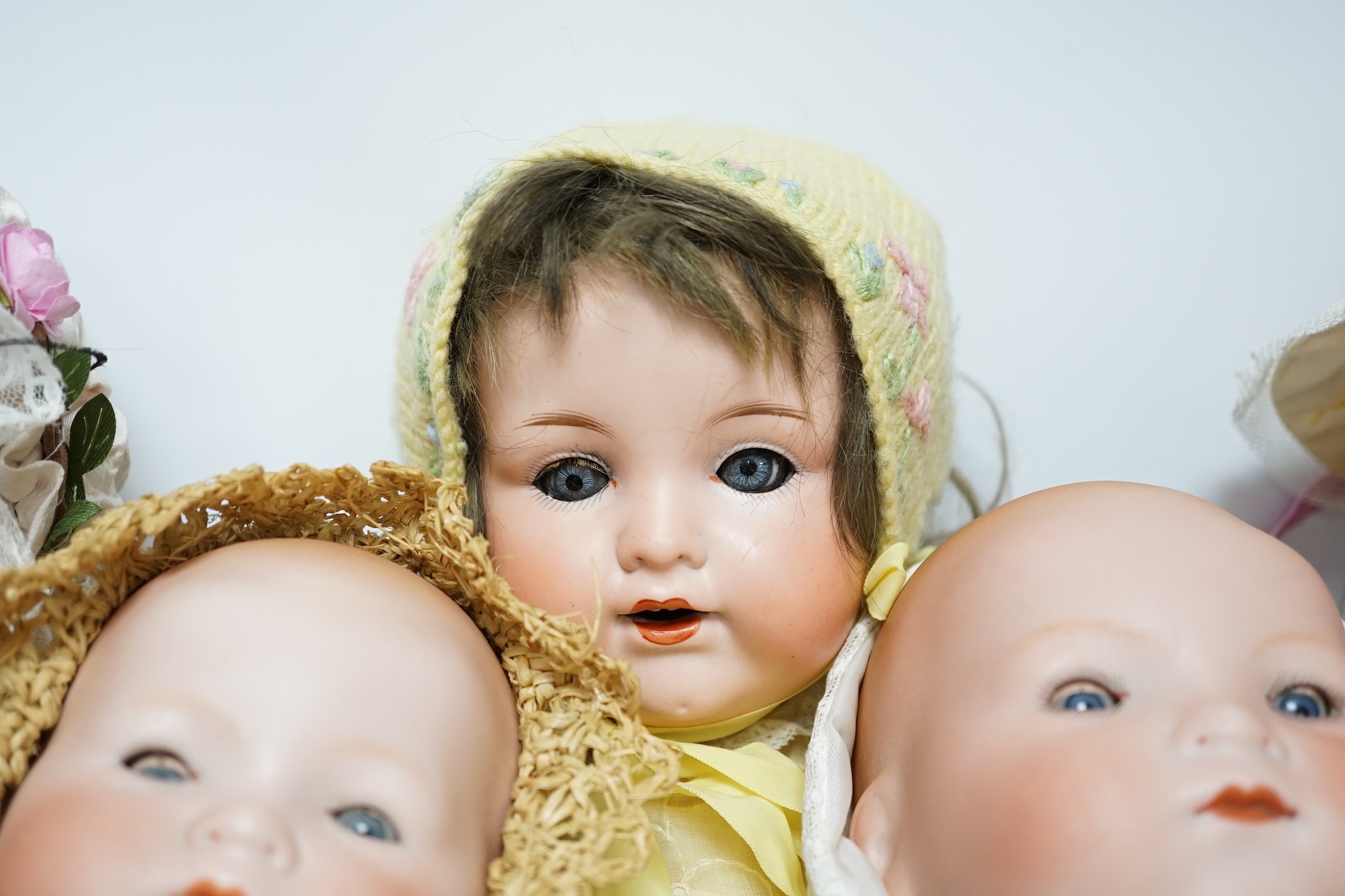 A Dream Baby AM341 closed mouth doll, 40cm, and a Dream Baby AM341 with celluloid hands, 40cm